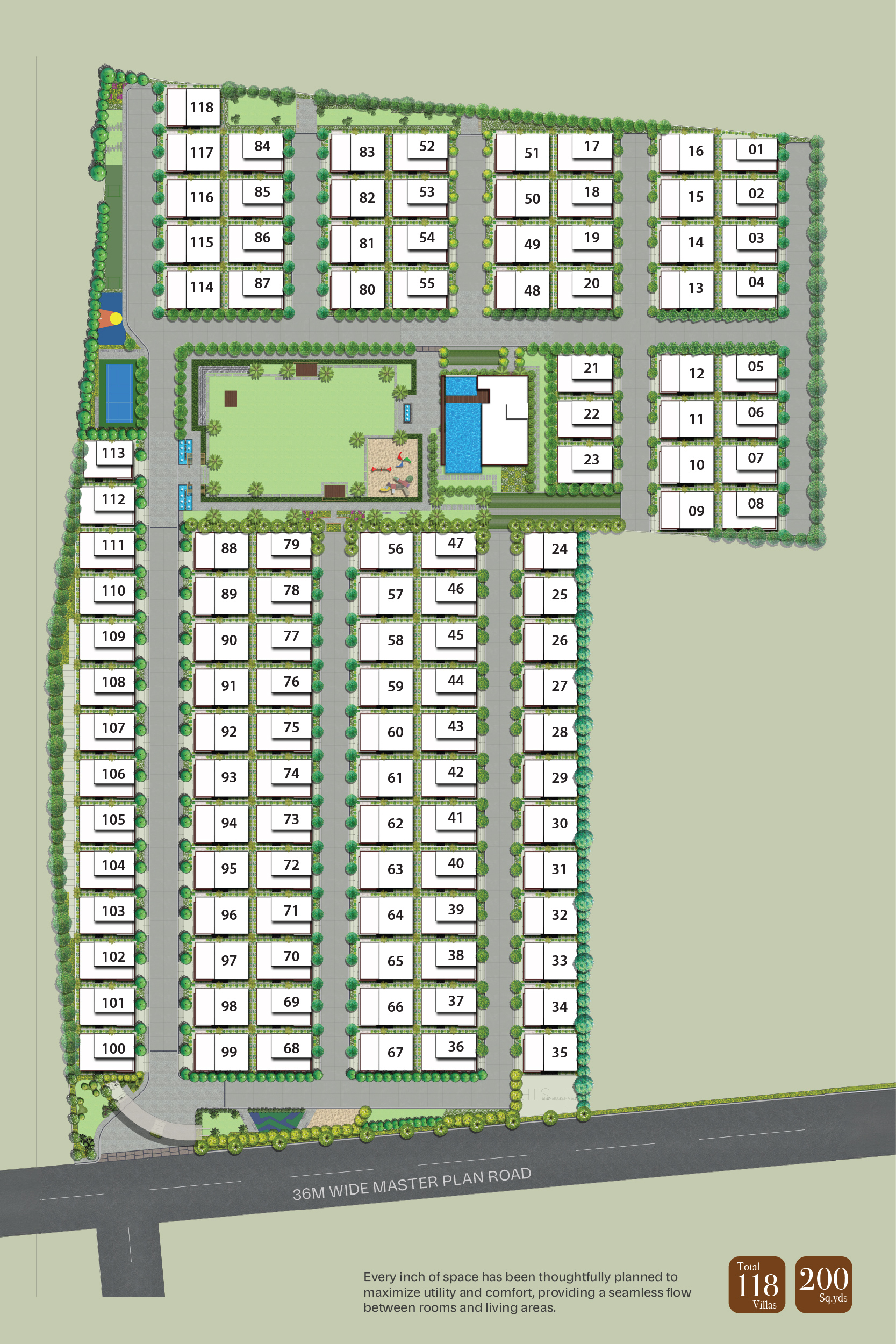 Master plan of Village Winds premium villa project